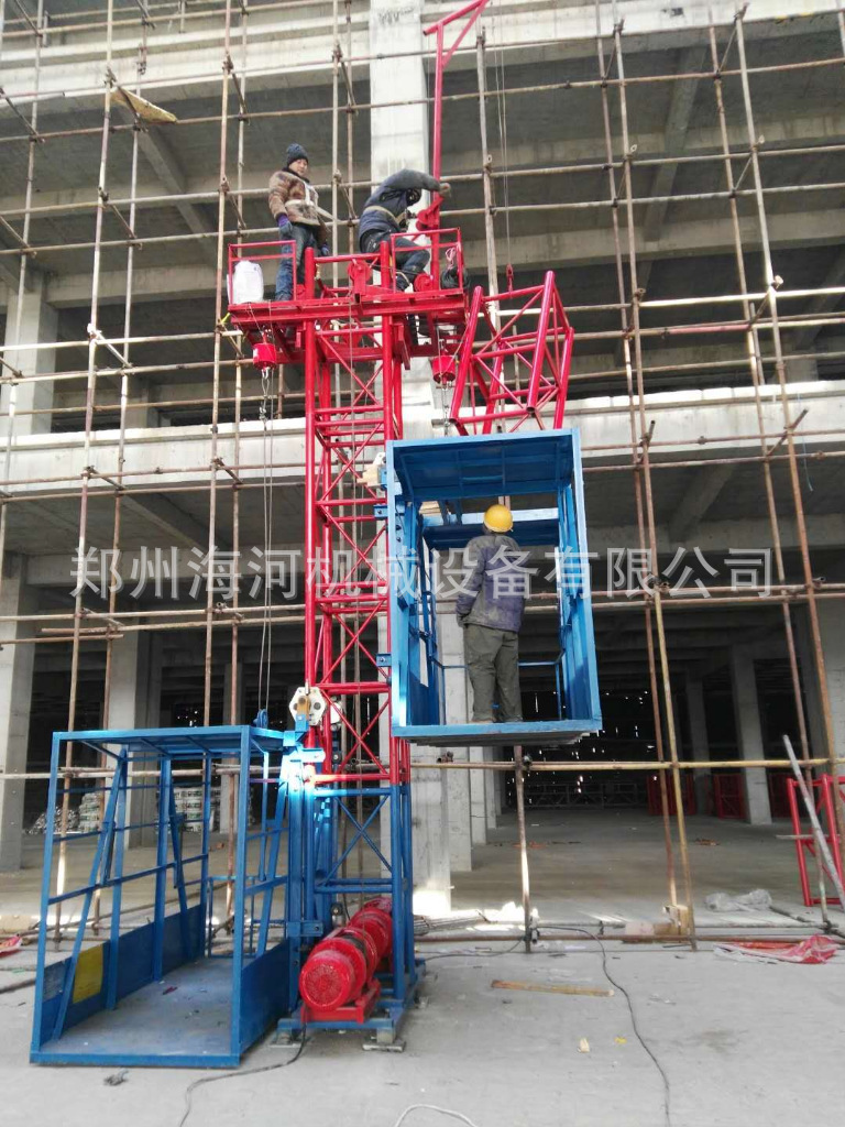 一柱一梯/一柱兩梯工地貨物升降機 蓋房專用物料提升機貨梯全國用示例圖15