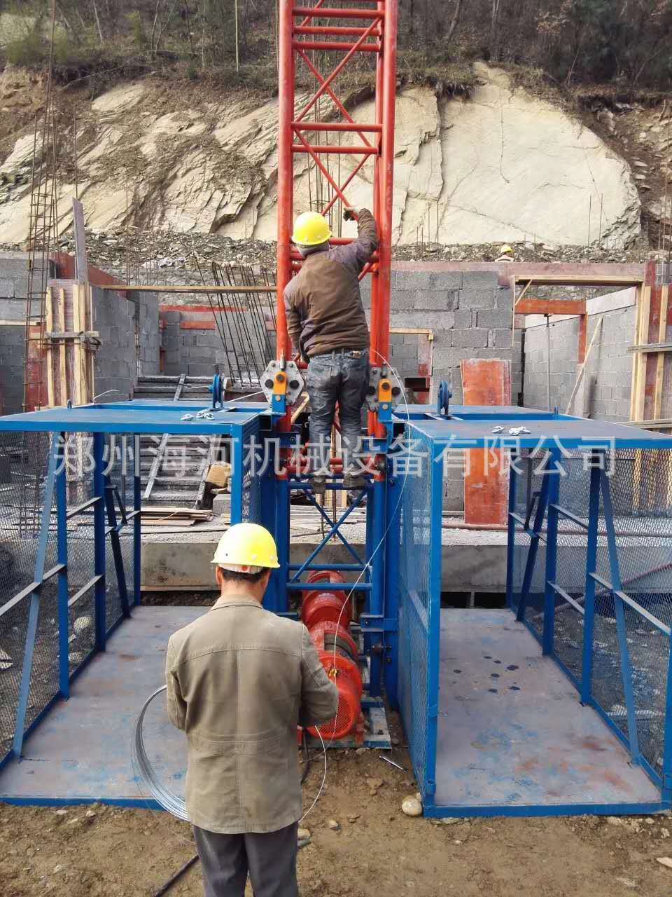 一柱一梯/一柱兩梯工地貨物升降機 蓋房專用物料提升機貨梯全國用示例圖16
