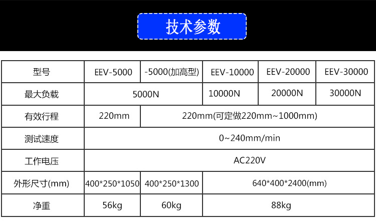億佰億EV-5000N電動雙柱測試臺加高雙柱拉力試驗機電動試驗機示例圖4